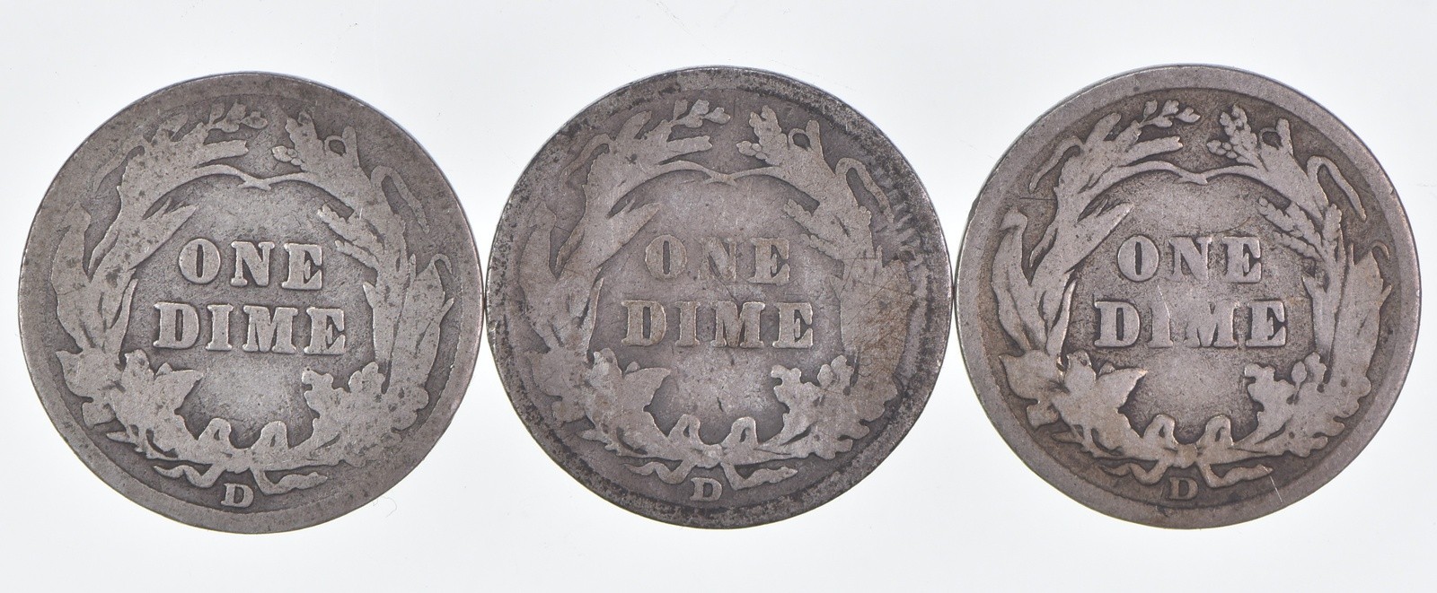 1909-D Barber Dime 90% Silver Average Circ