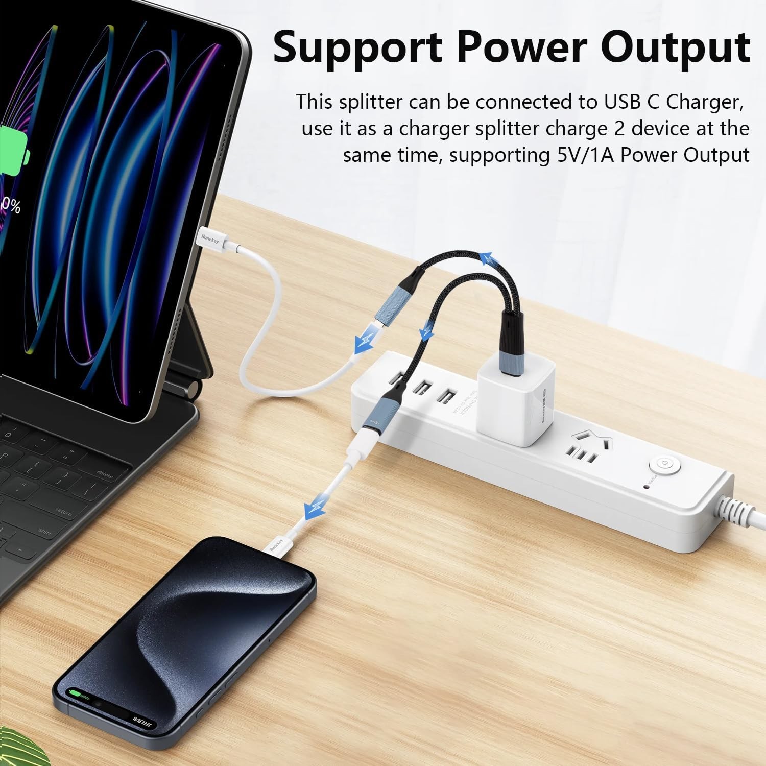 USB C to Dual USB Type C Female Splitter Cable Earphone Adapter Type C OTG Split
