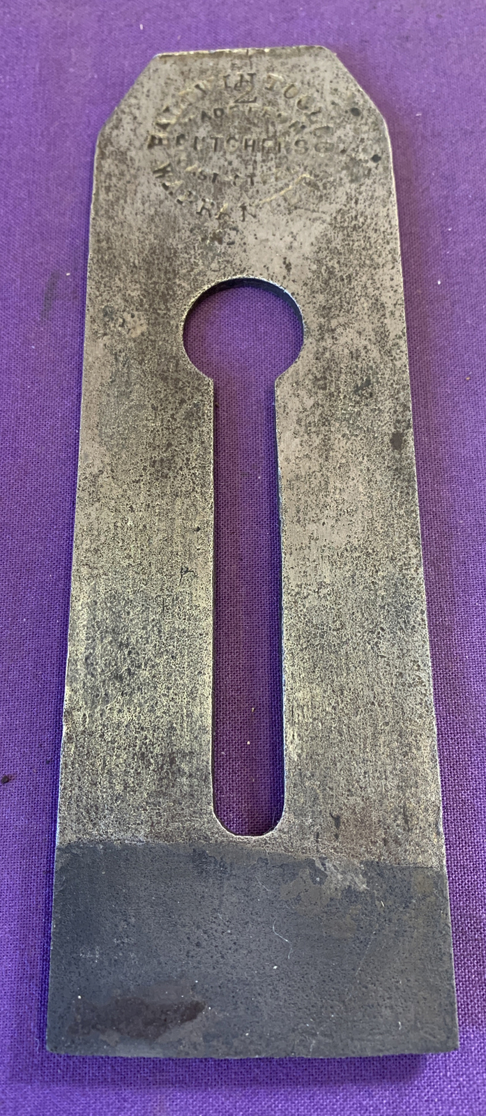 Antique Used Baldwin Tool Co 2 1/8 Inch Tapered Plane Iron Nice Logo U