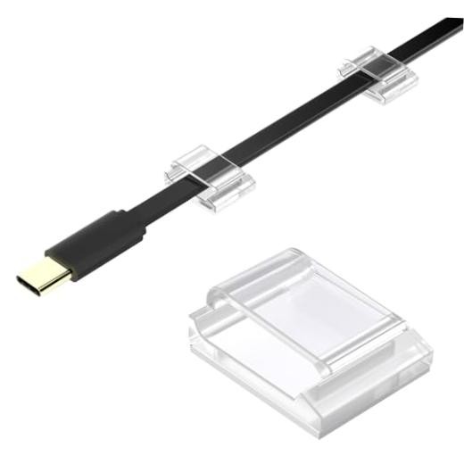 Flat Ethernet Cable Clips Adhesive Wire Clips | Flat Cord Clips 60 PCS Clear