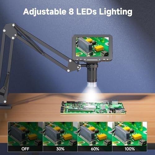 5" LCD Digital Microscope, 1000X Magnification Soldering Microscope for Elect...