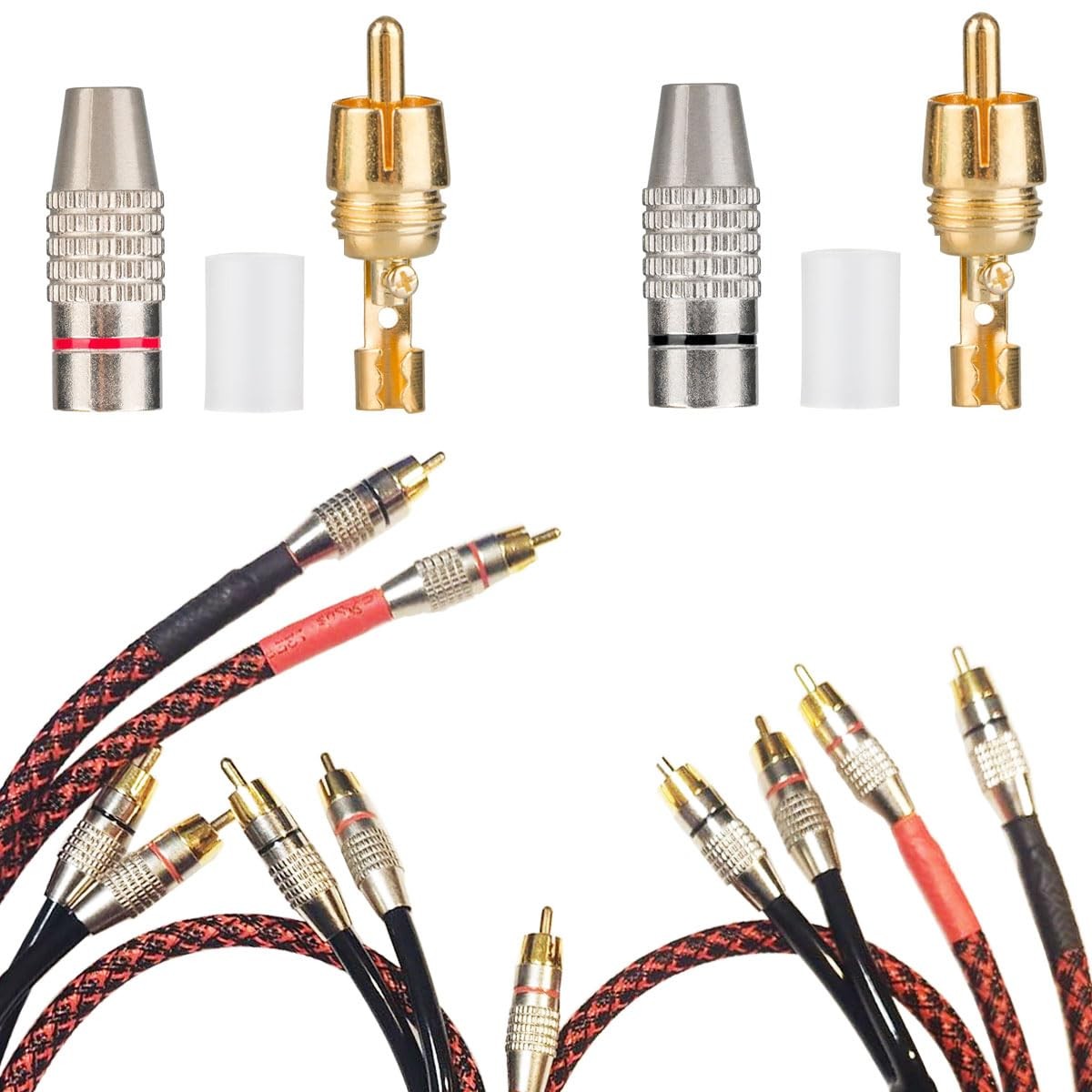 Elechood 10Pack RCA Male Plug Solder, Gold Audio Video Cable Adapter