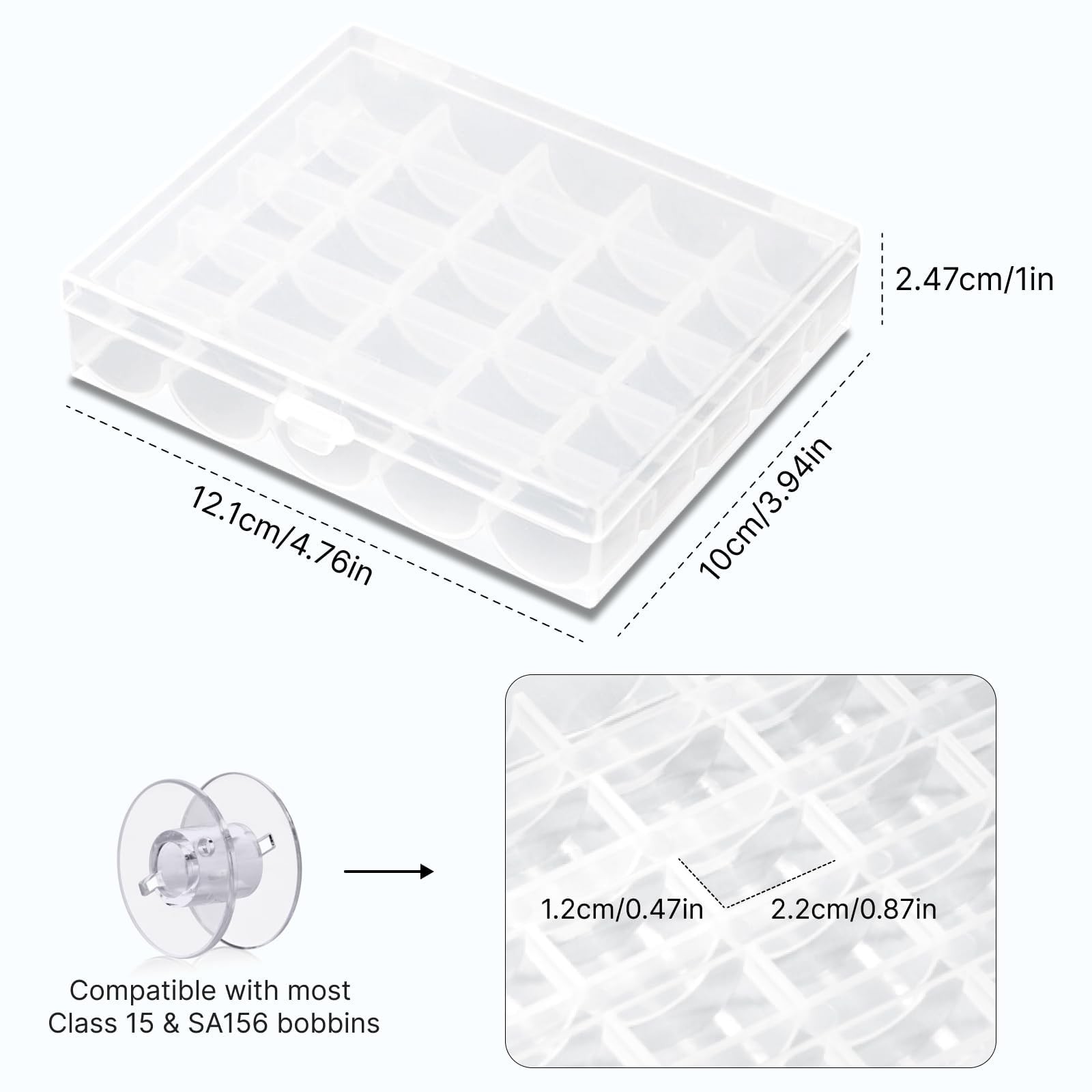 Opret 25 Slots Bobbin Organizer, Transparent Plastic 4 Pack,