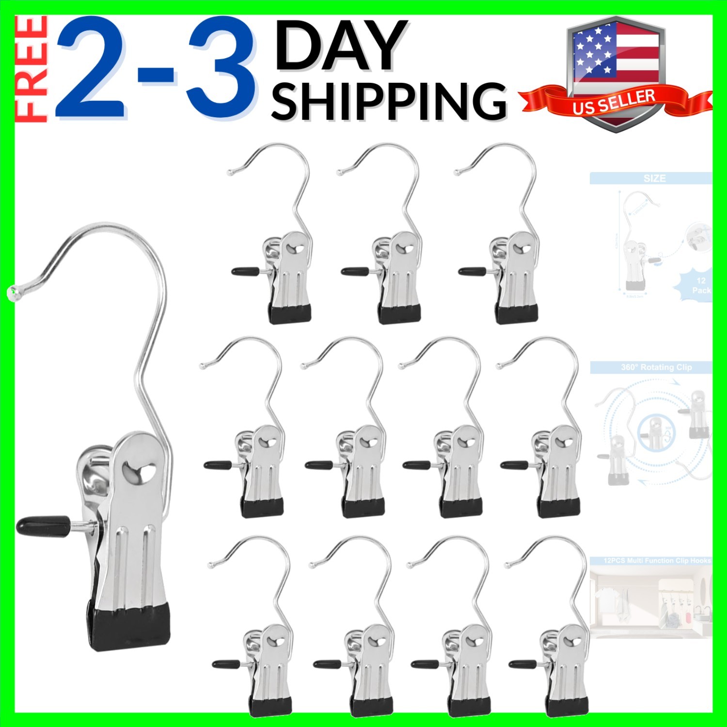 Boot Hanger Clips, 12-Pack Laundry Hanging Hooks for Closet Organizer, Heavy ...