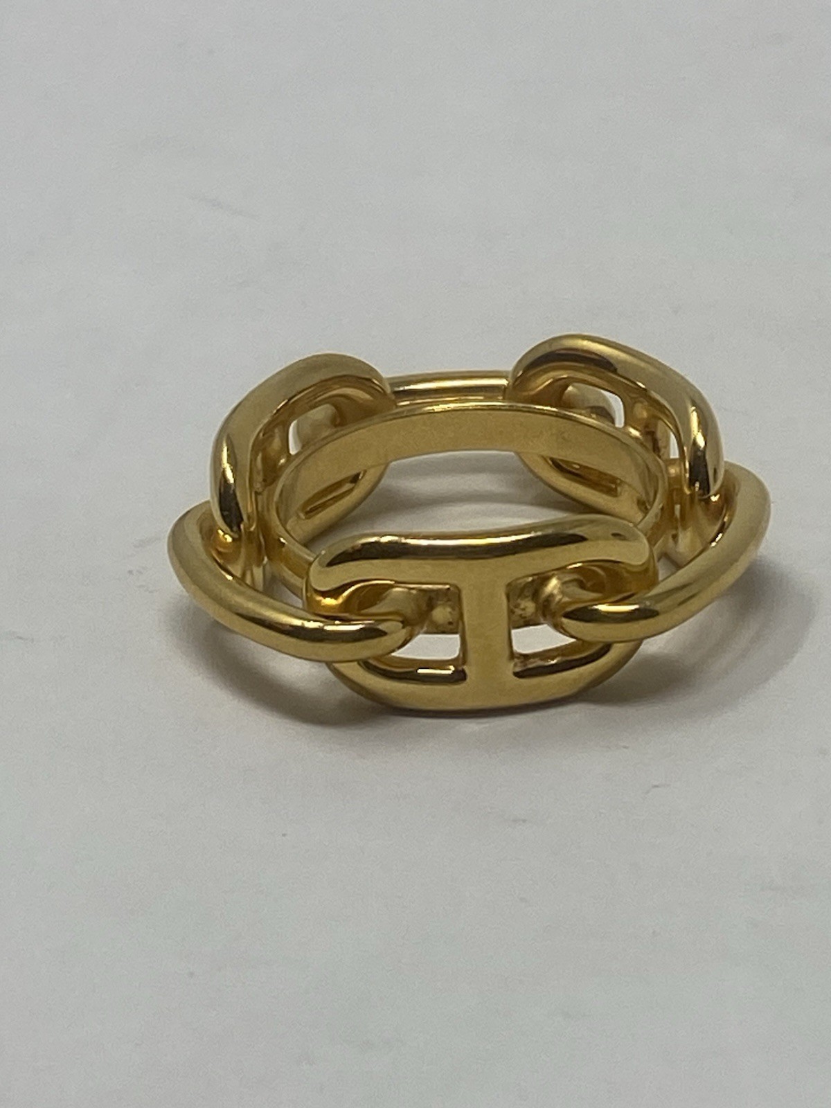 HERMES Regate Chaine Dancre Scarf Ring Gold Tone