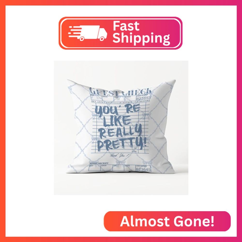Poecinvi Inspirational Blue Bow Throw Pillow Covers 18x18, Coquette Ribbon Check