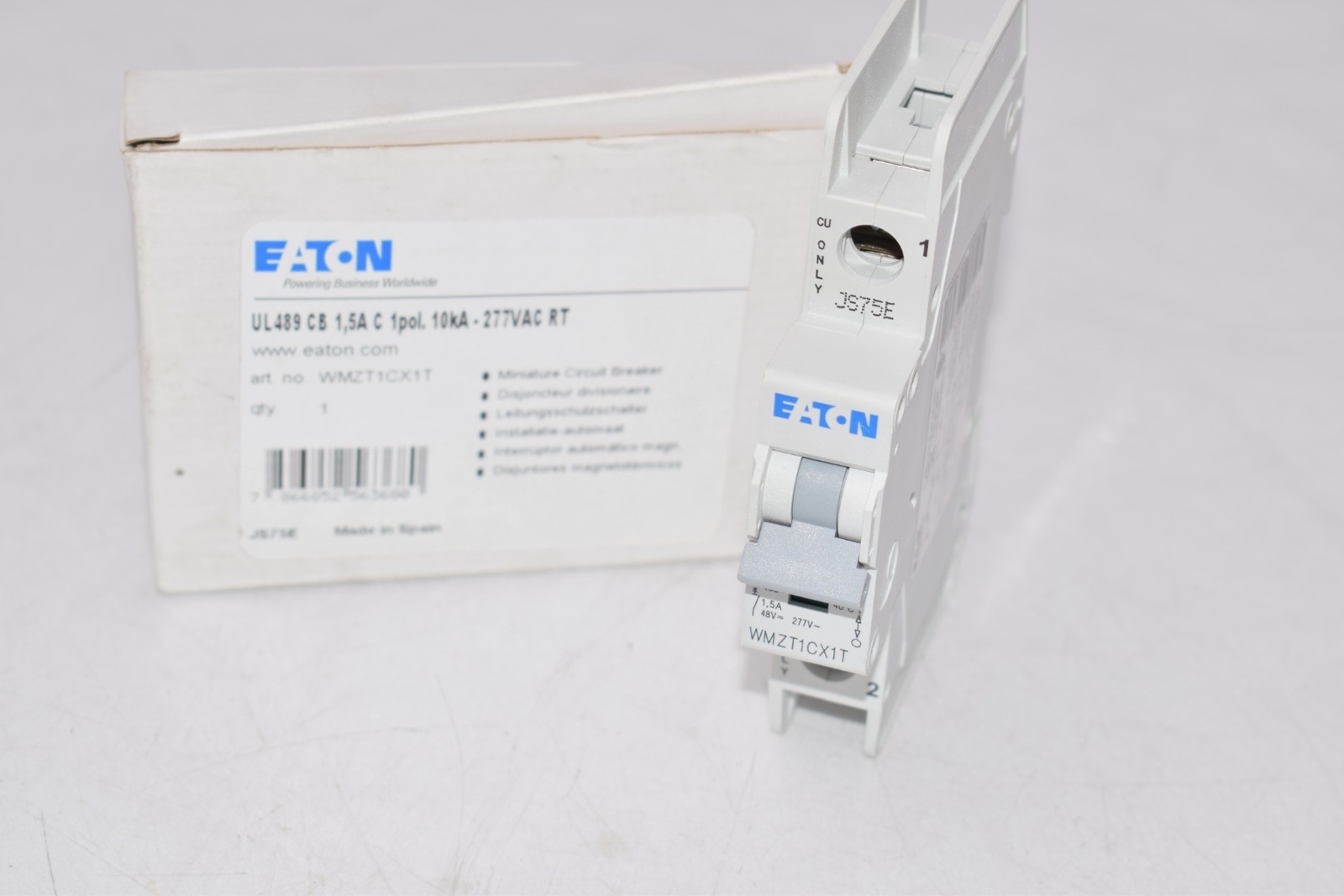 NEW Eaton Cutler-Hammer WMZT1CX1T Circuit Breaker 1.5a 1 Pole UL489 10kA 277VAC