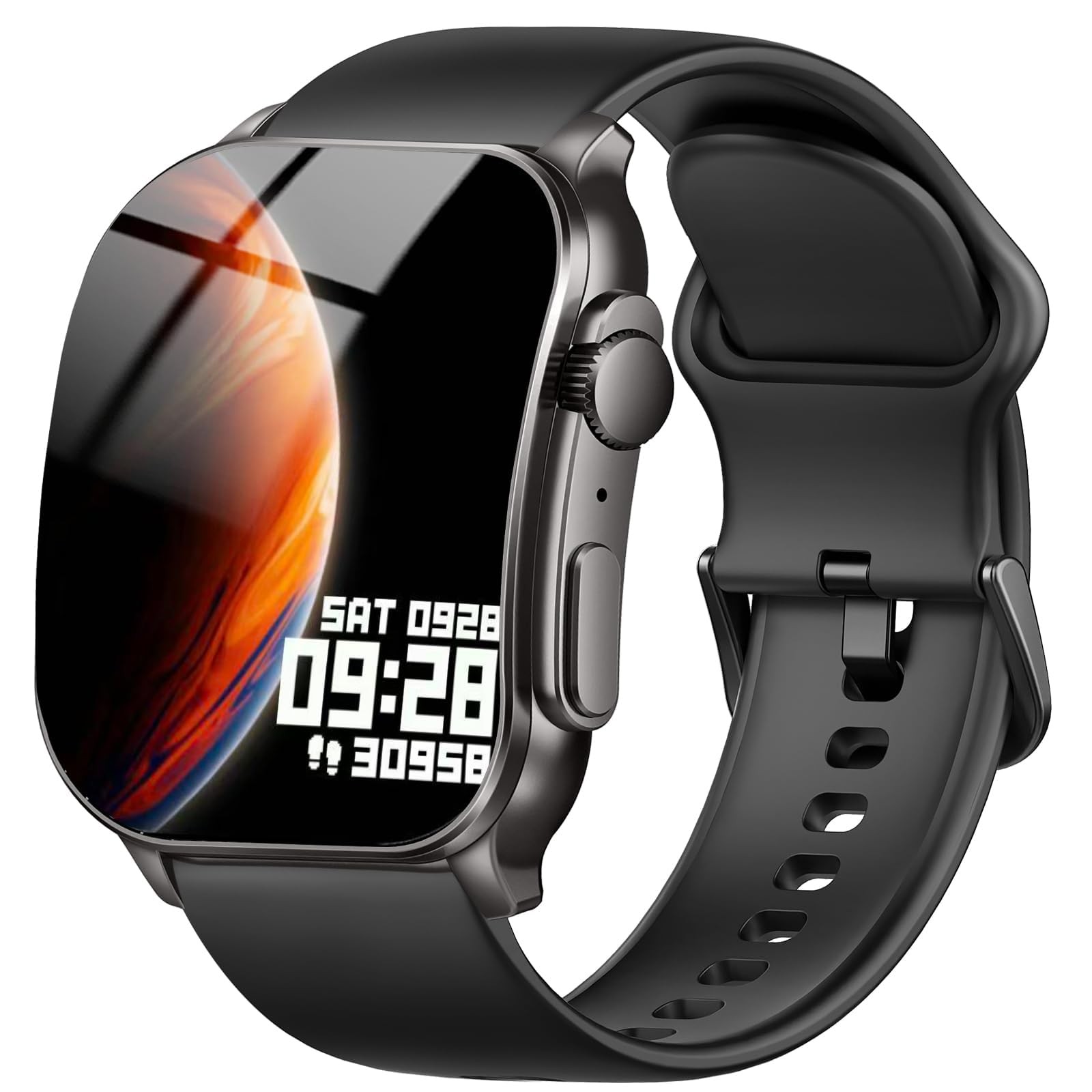 Smart Watch, 2.01" AMOLED Curved Display Fitness Tracker with M, Black