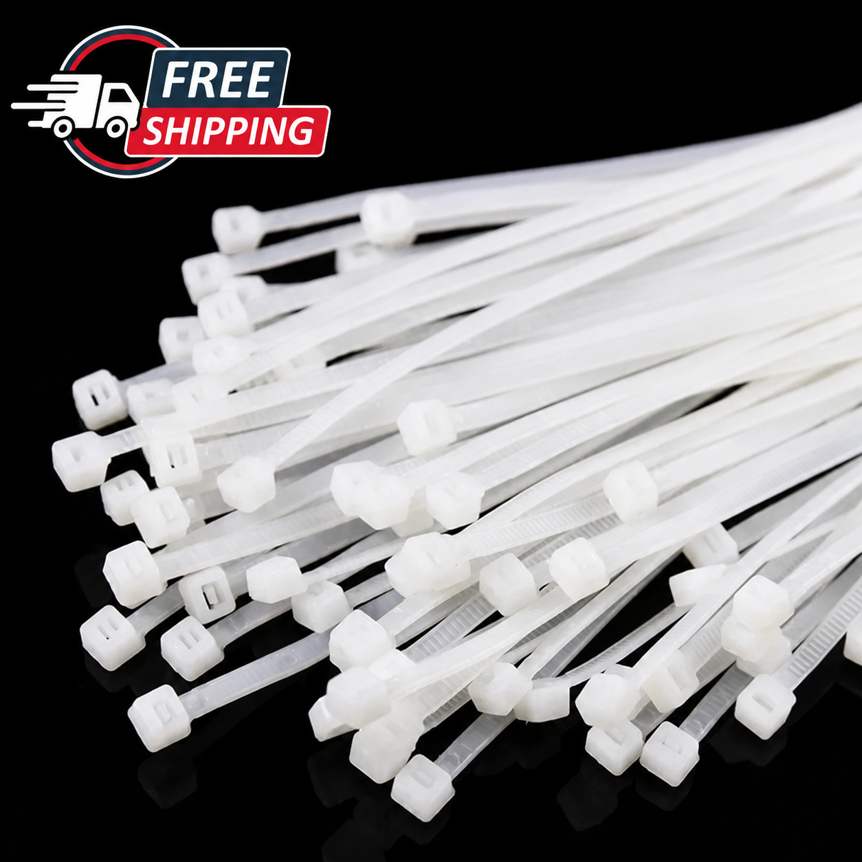White Nylon Zip Ties 100 Pack Self Locking Cable Tie Fastener Strap 4in 6in 8in