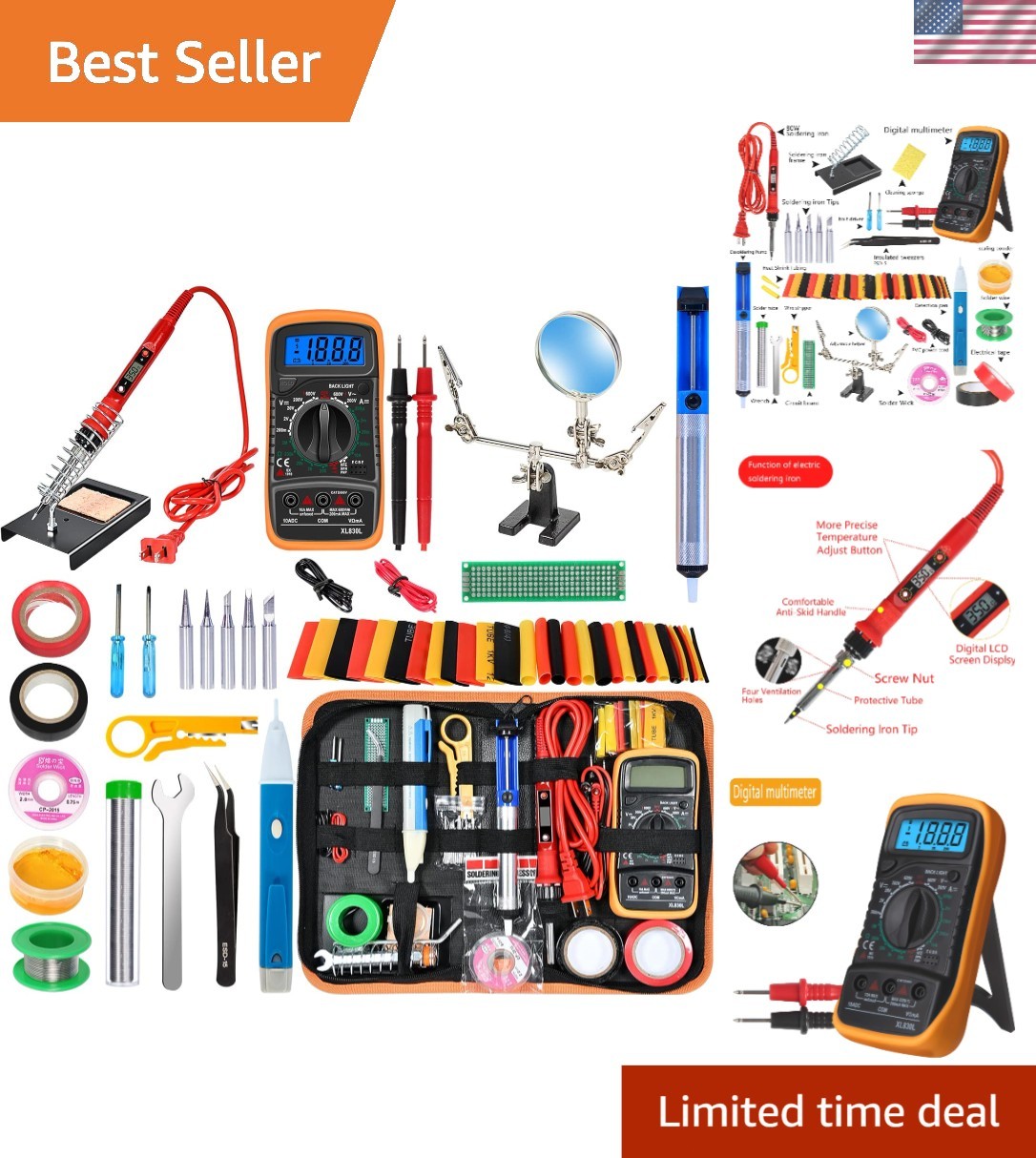 Soldering Iron Kit Digital 80W LCD Temperature Control Portable Electronic Tools