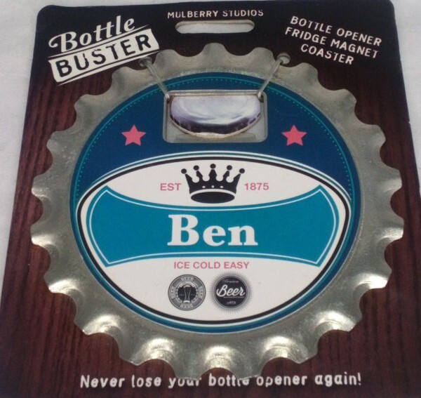 "Ben" BOTTLE BUSTER 3 In 1 Multi Gadget  Bottle Opener, Magnet, Coaster NEW
