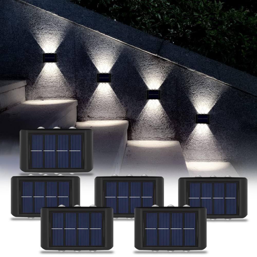 6Pack LED Solar Wall Lights Outdoor Garden Yard Fence Deck Front Door Decor Lamp