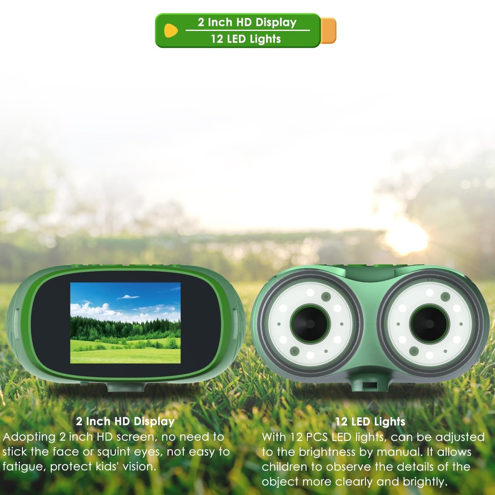 Digital Microscope for Kids, 3-in-1 2" IPS Screen Handheld Electronic Microsc...