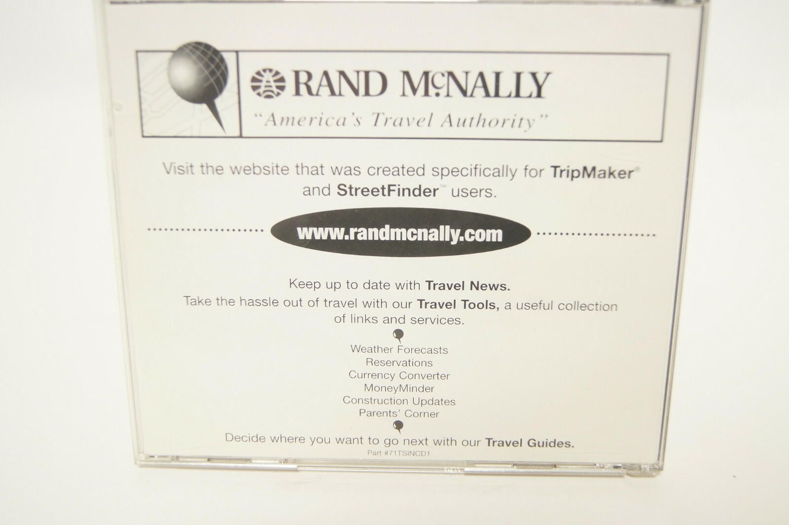 Rand McNally Tripmaker 1998 Edition Users Guide PC Computer Software Program