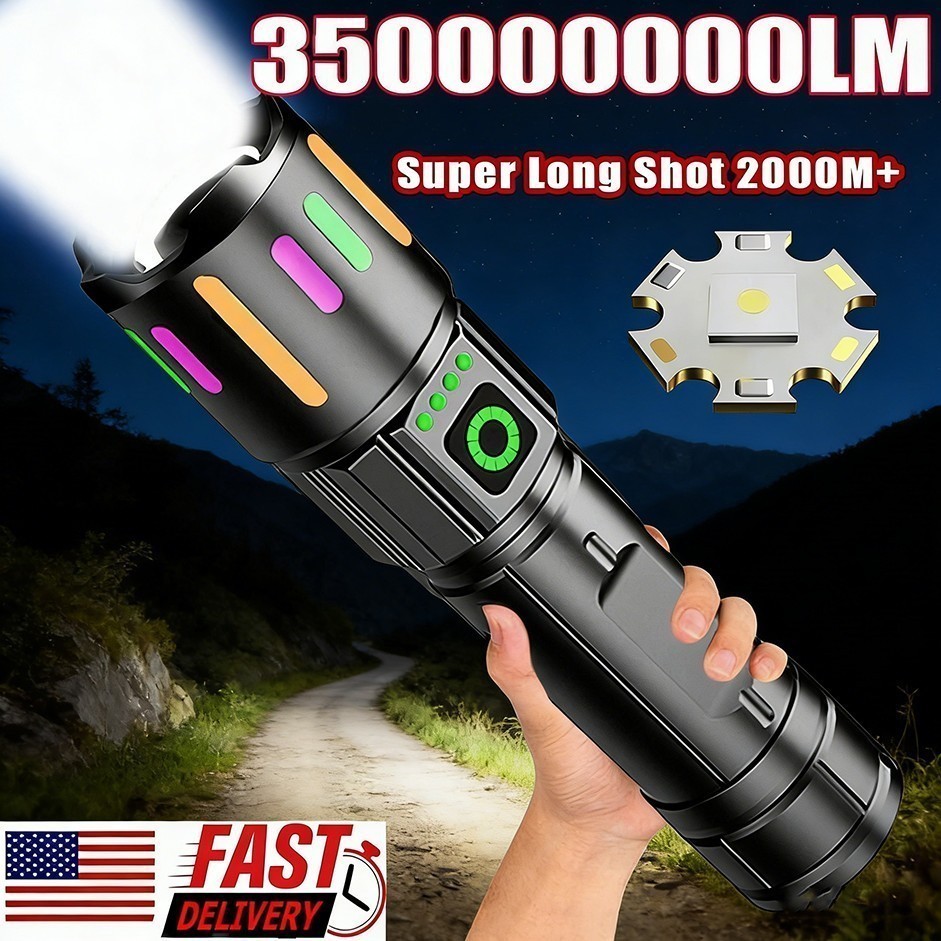 350000000 Lumen Super Bright LED Tactical Flashlight Rechargeable Work Light**-*