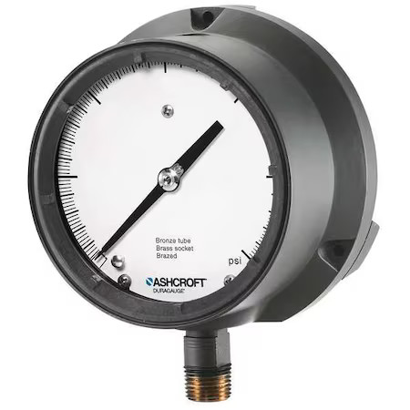 Ashcroft 451379Ssl04l400# Process Pressure Gauge, 0 To 400 Psi, 4 1/2 In Dial,