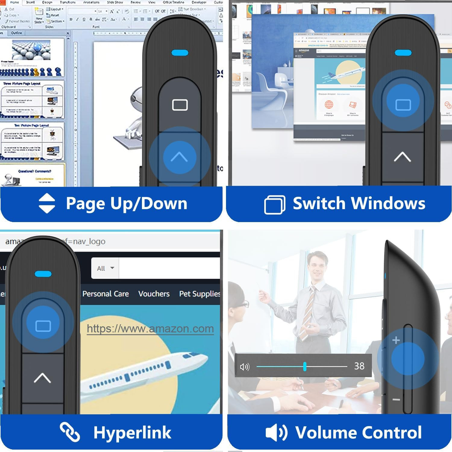 VOVIGGOL Usb/Type-C 2 in 1 Presentation Clicker for Powerpoint, Hyperlink Volume