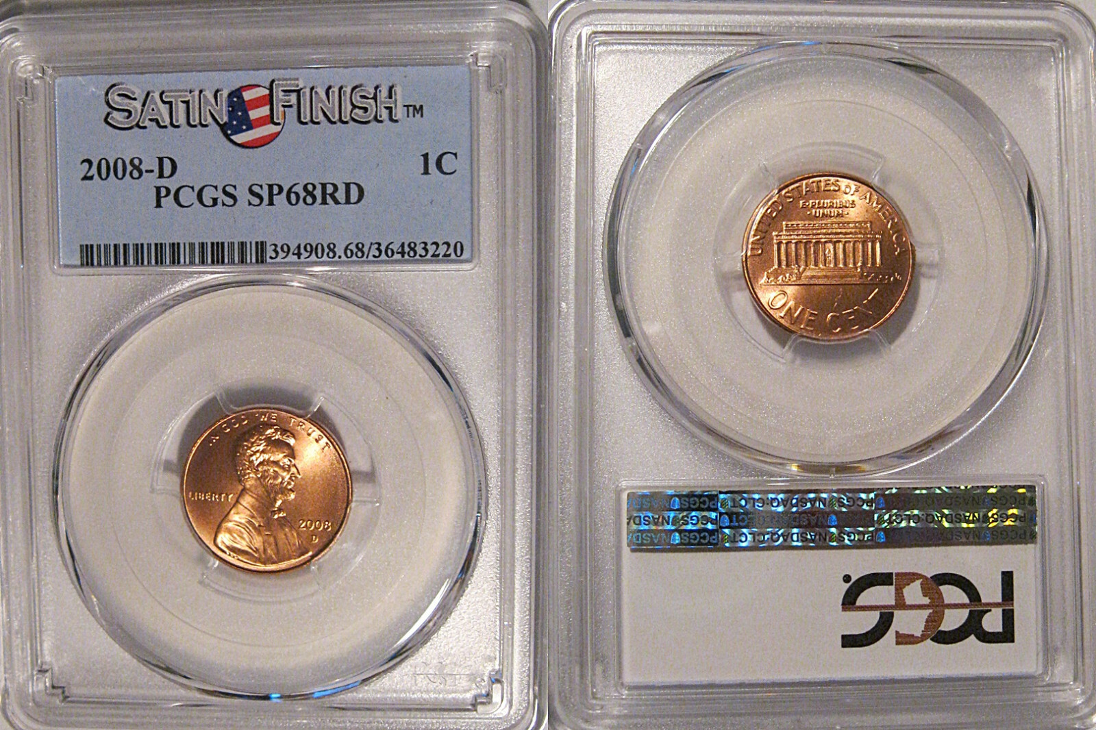 2008 D Lincoln Cent 1c PCGS SP68RD Satin Finish