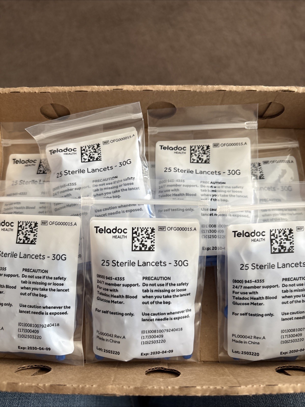 NWT 8 Packs Of 25 In Each Pack Of Sterile Lancets 30G Teladoc Health