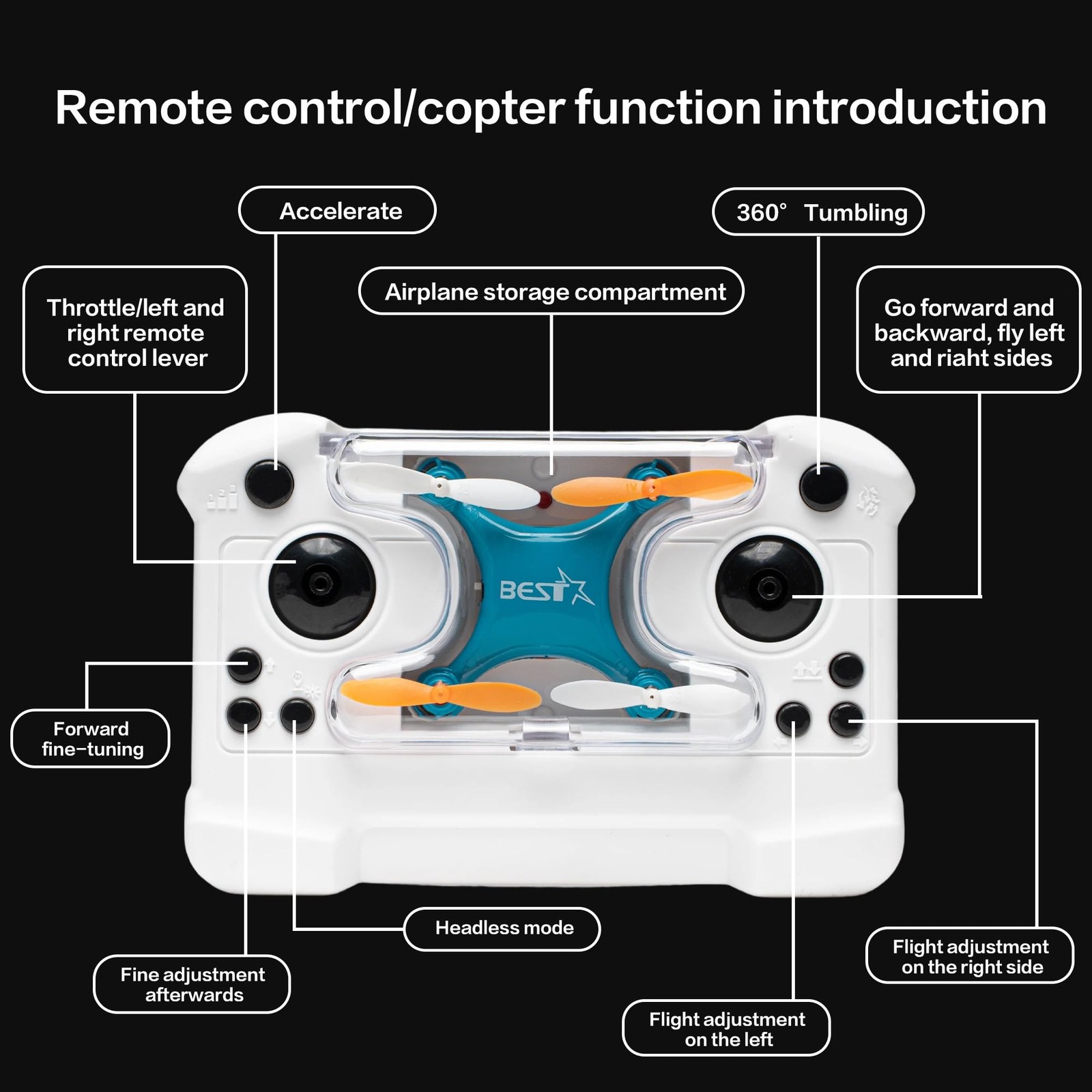 Drone Mini Dual-battery version Double battery life Dual Battery Version-Blue