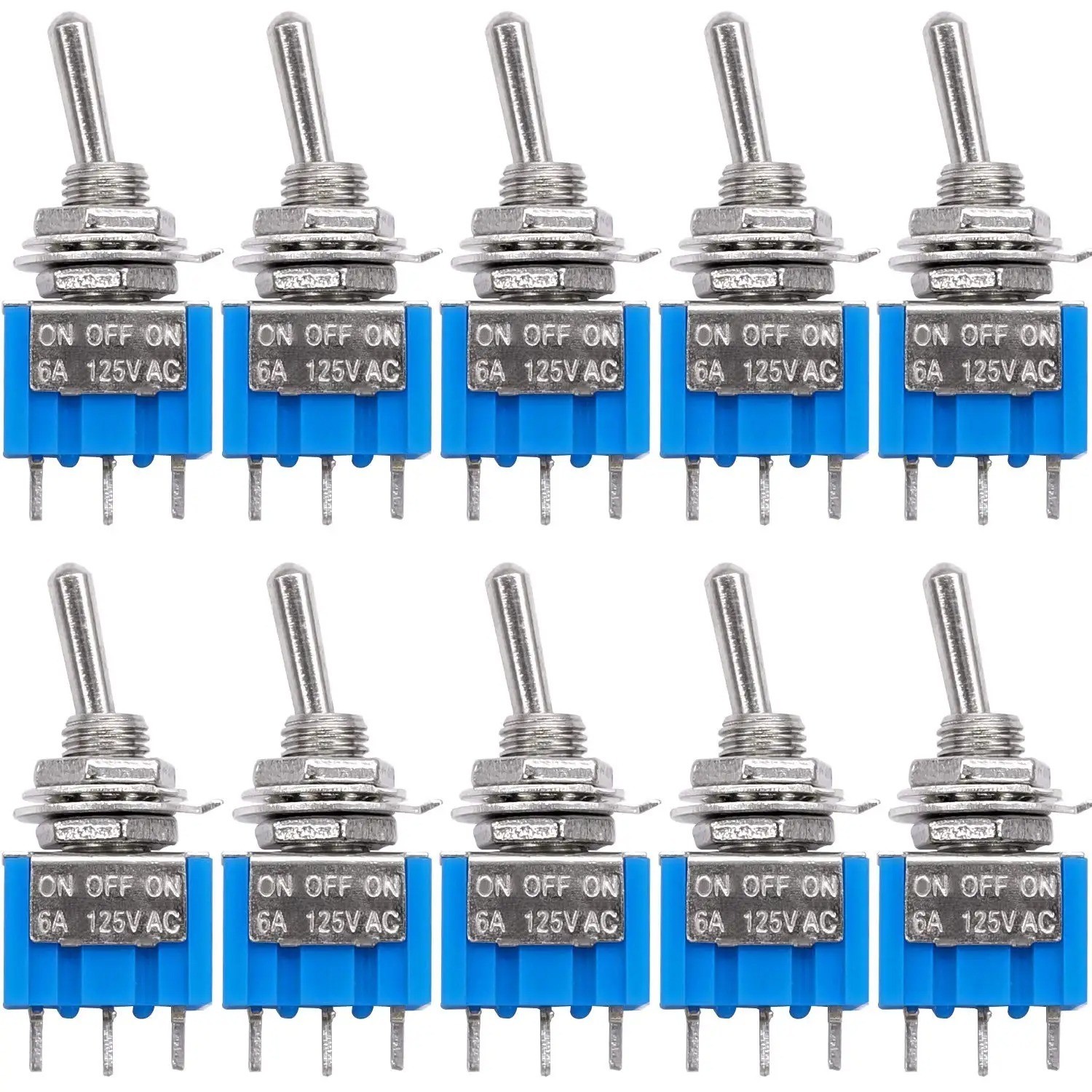 10pcs DIY Toggle Switch ON-OFF-ON 3Pin 3-Position AC Power Button