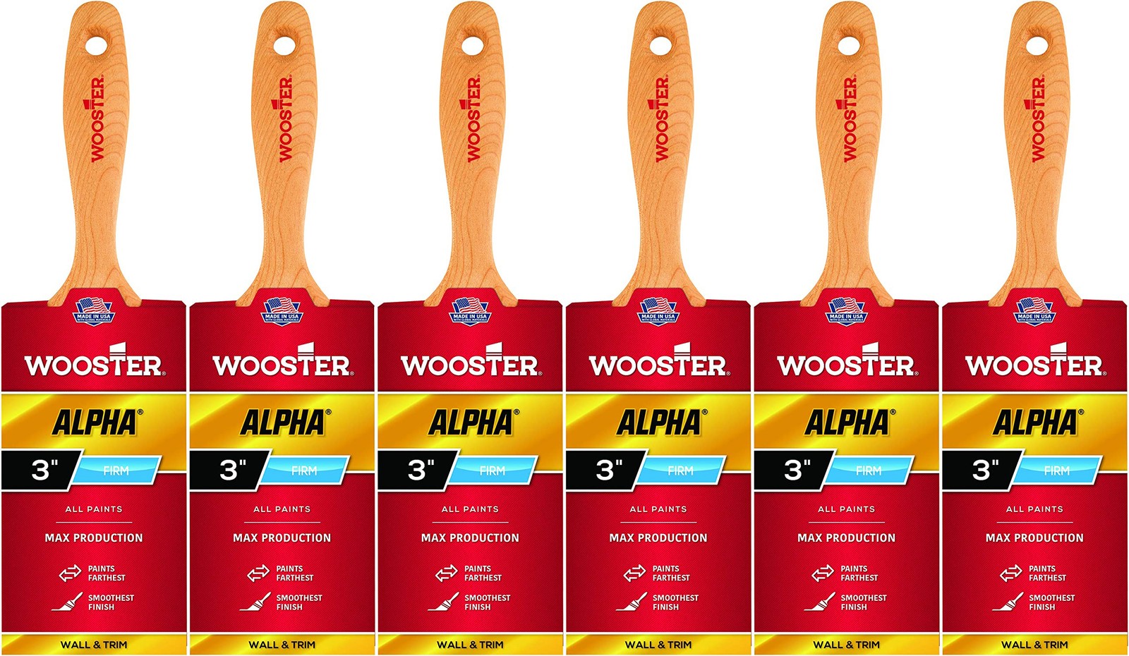 Wooster Genuine 3" Alpha Flat Paintbrush 6-Pack, 4233-3-6PK