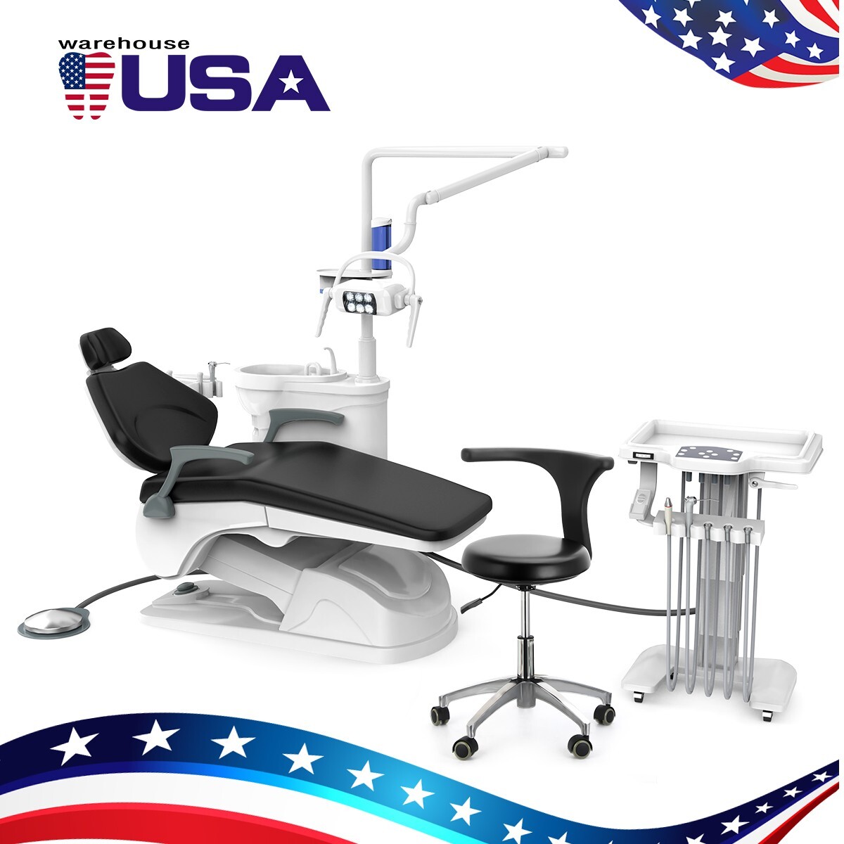 FDA Dental Electric Unit Chair Computer Controlled DC Motor+Mobile Doctor Stool