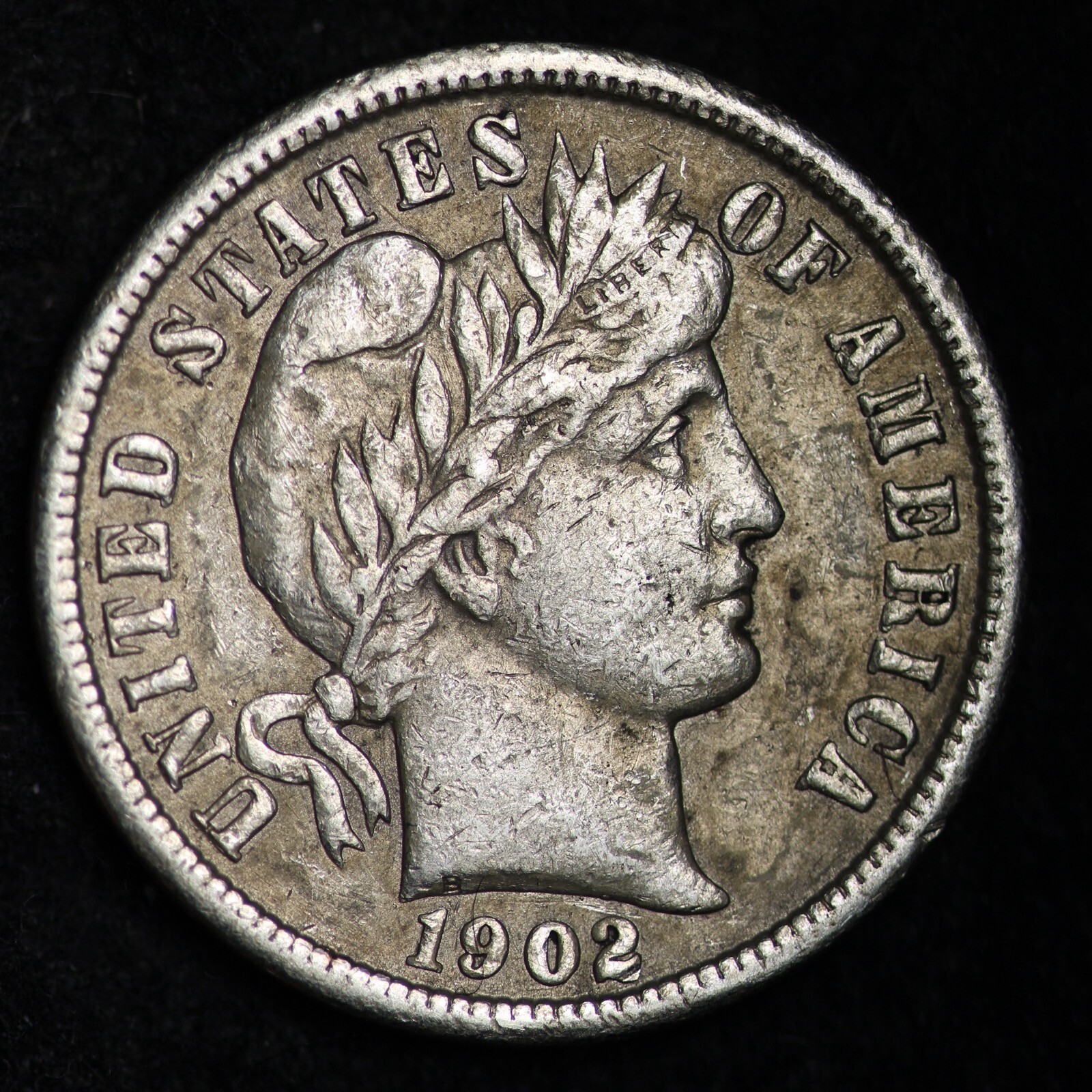 1902 Barber Silver Dime CHOICE AU FREE SHIPPING W14 JCF