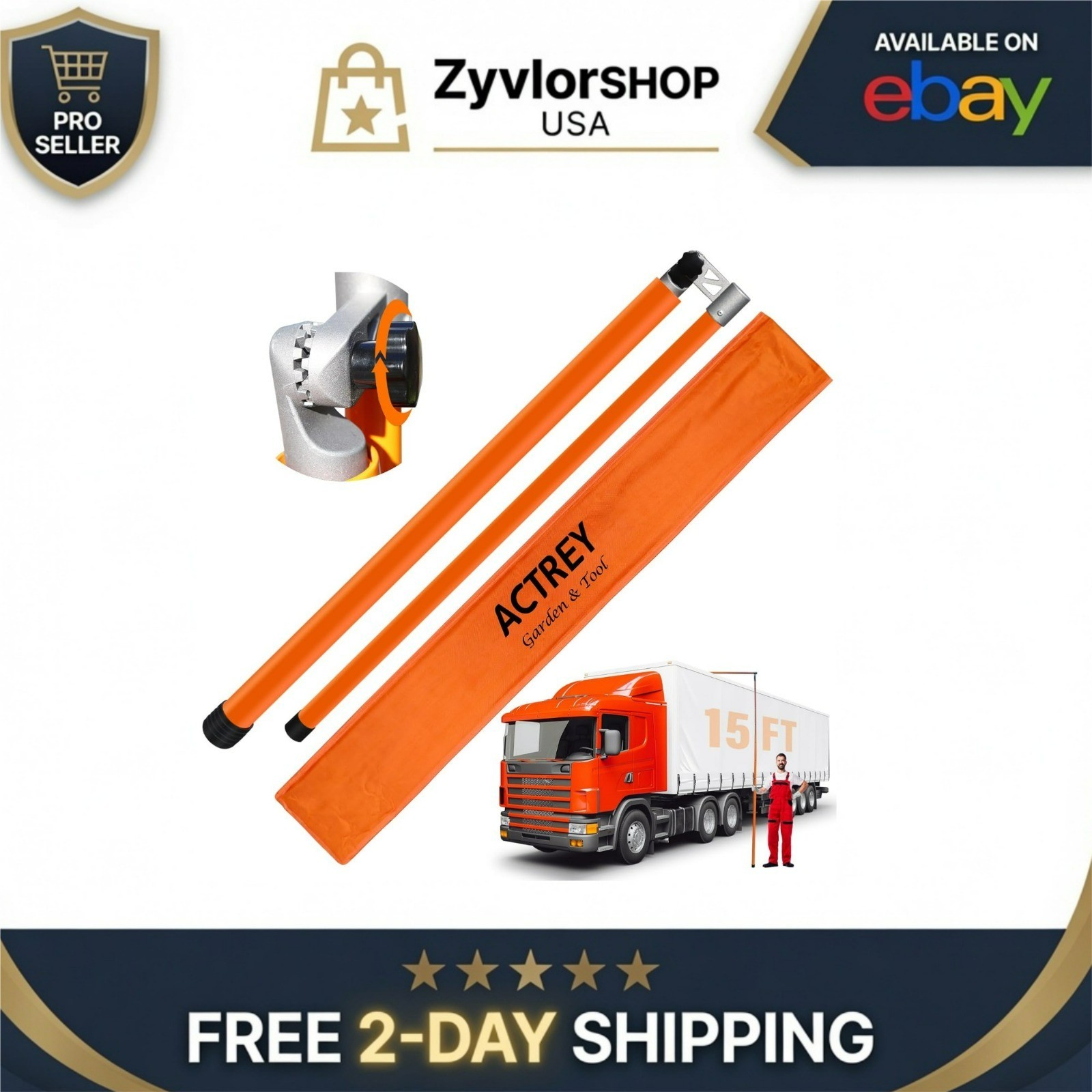 15FT Height Measuring Stick for Trucks - Durable Fiberglass with Carry Bag
