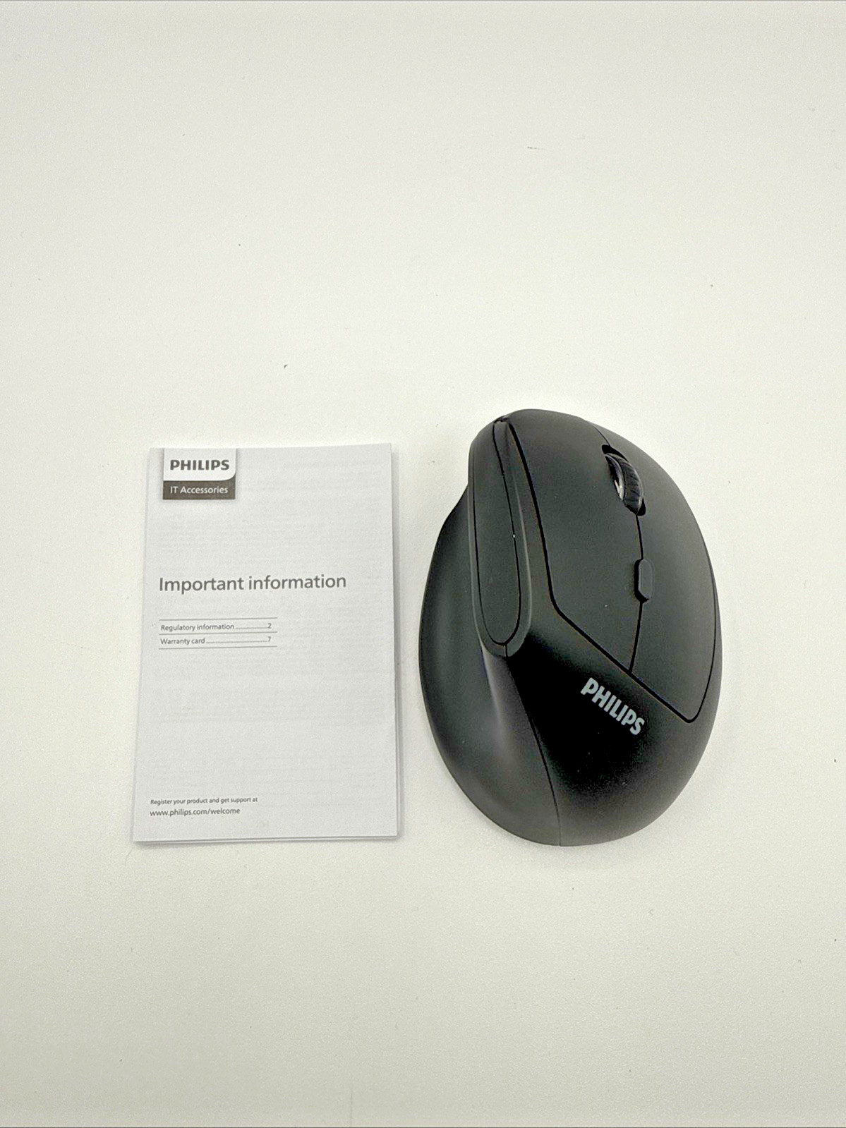 Philips SPK7628 Vertical Ergonomic Wireless Mouse Silent 1600 DPI USB Receiver