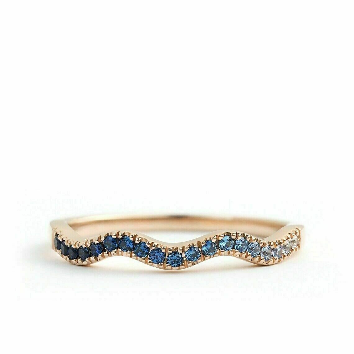 1.60Ct Round Cut London Blue Topaz Eternity Band Women's Ring 14k Rose Gold Over