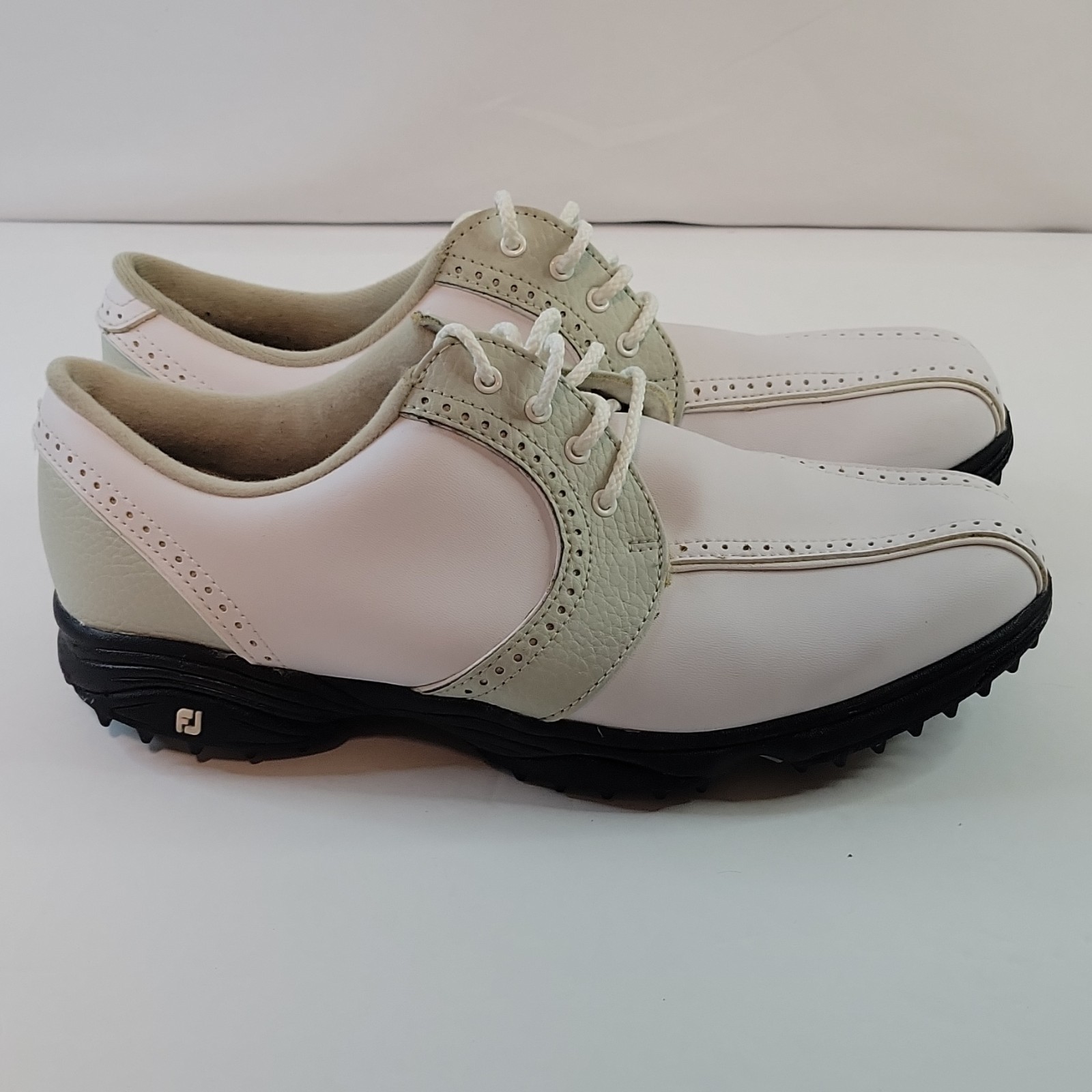 FootJoy GreenJoys Women's Golf Shoes White Light Green 9M Leather Upper Spikes