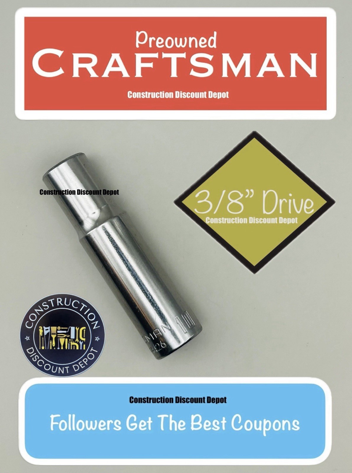 Craftsman 6 Point 3/8" Drive Chrome Deep 10 MM " Socket  Preowned CMMT44426