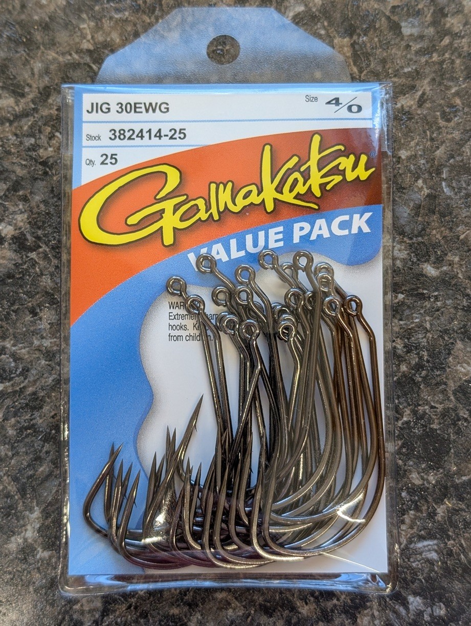 Gamakatsu Jig 30 Extra Wide Gap (EWG) - Size 4/0 - Pack of 25 Jig Hooks