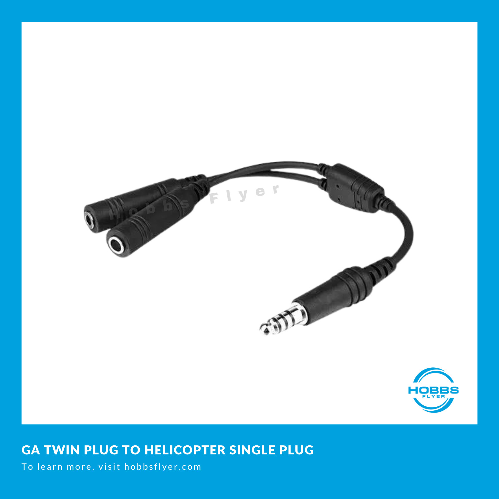 Lightspeed Zulu, PFX, Sierra, Tango Dual GA Twin Plug to U174 Helicopter Adapter