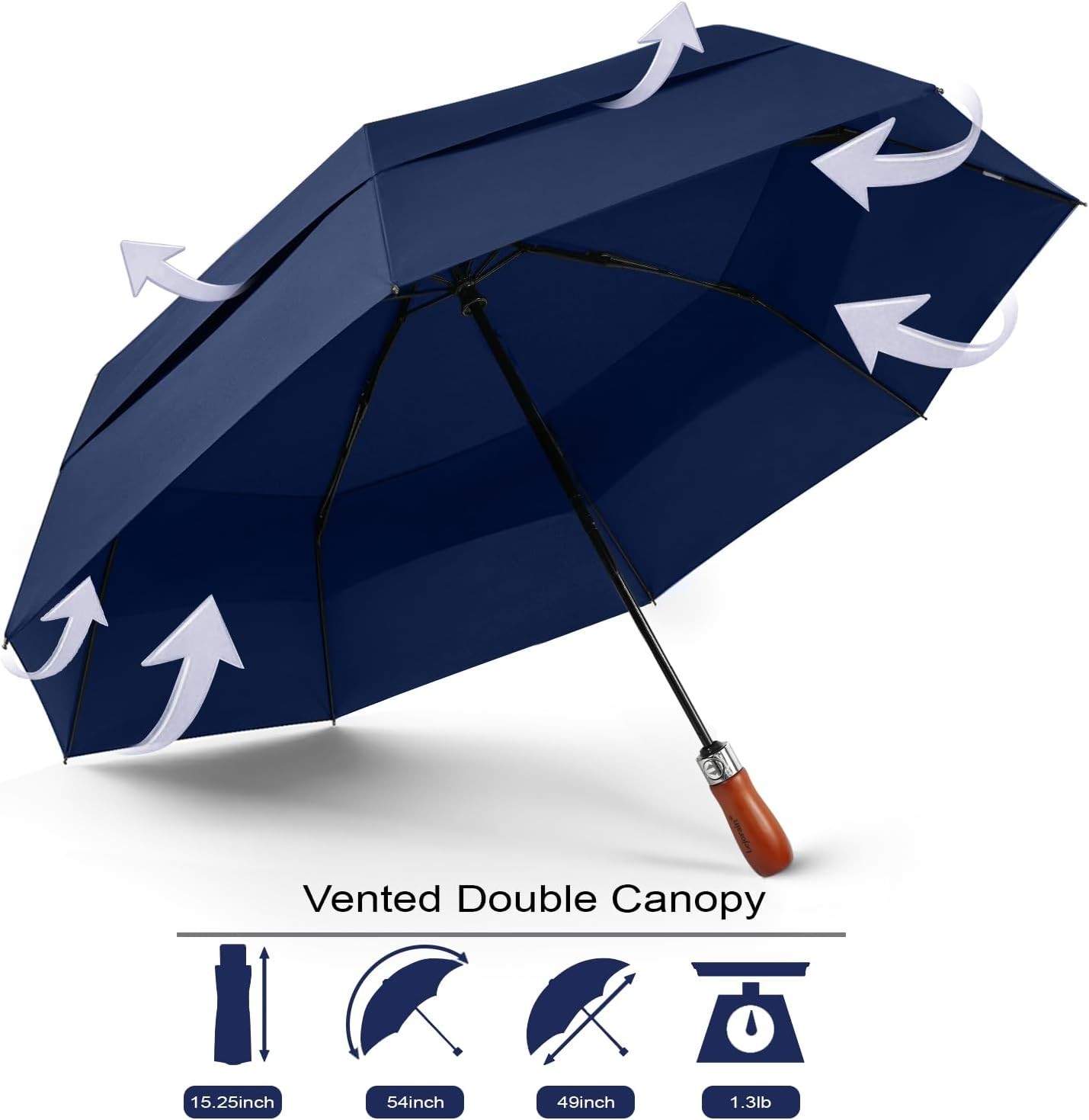Large Compact Golf Umbrella - 54inch Oversized Auto Open Close Folding Golf U...