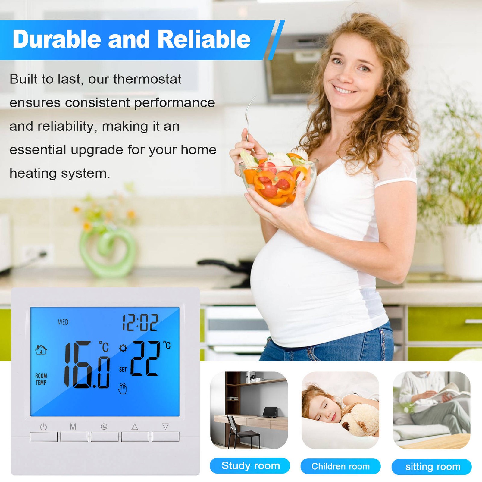 Programmable Digital Thermostat 3A Weekly Room Temperature Controller for4849