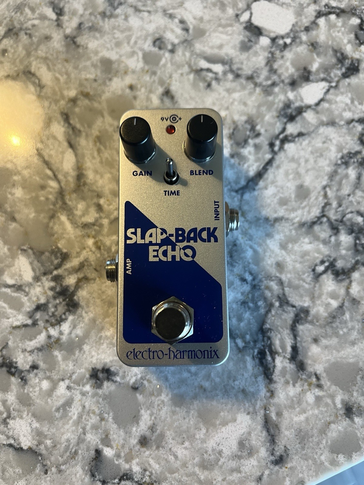 Electro-Harmonix SLAP-BACK ECHO Analog Delay Effects Pedal -Silver and Blue