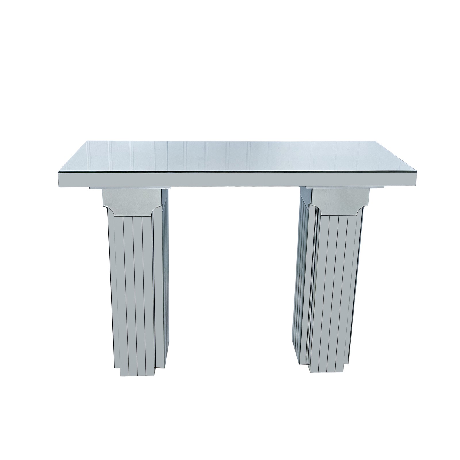 Mirrored Console Table Wide Bling Silver Mirror Entryway Desk Modern Rectangle S