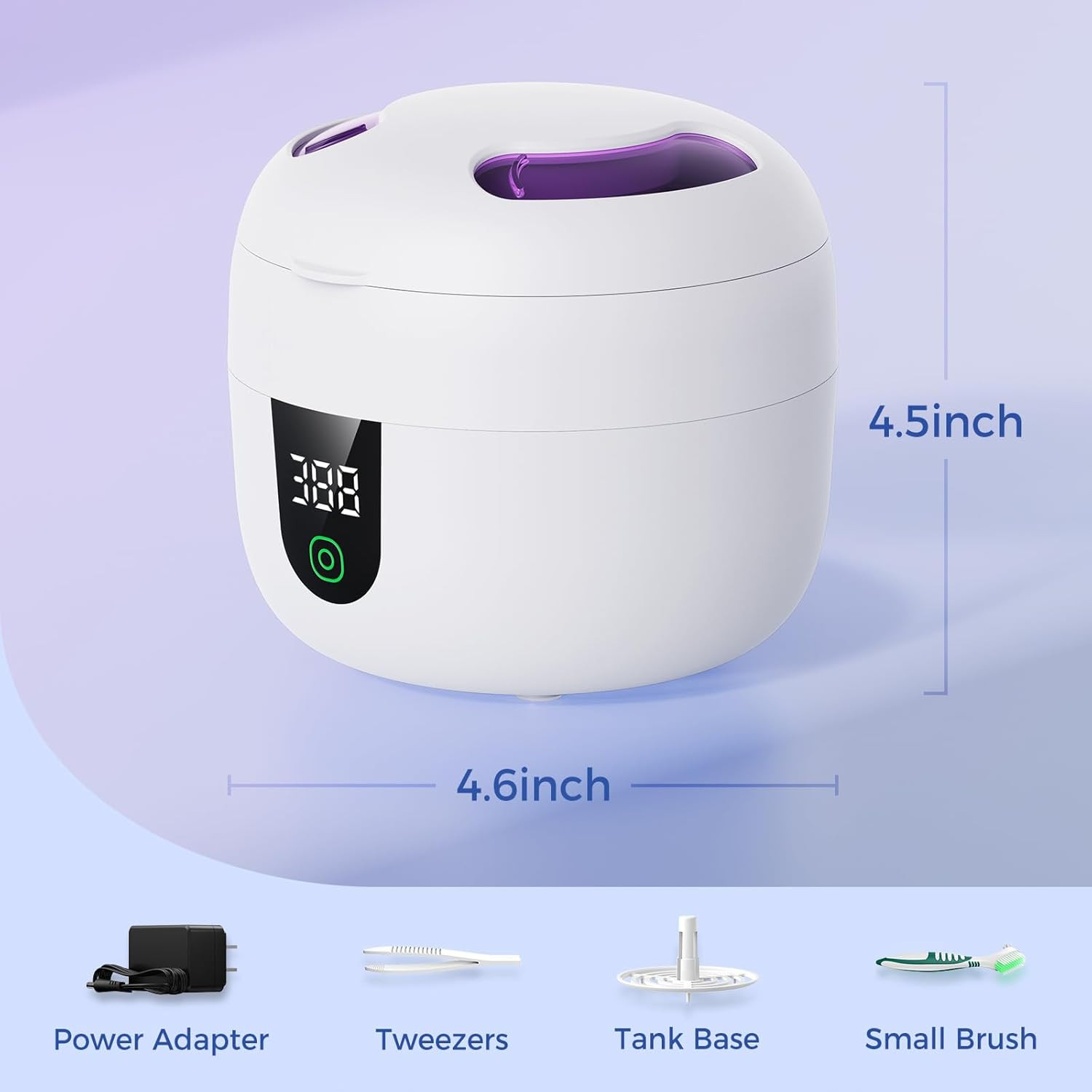 Ultrasonic Retainer Cleaner 45kHz 180ml Waterproof Digital Timer