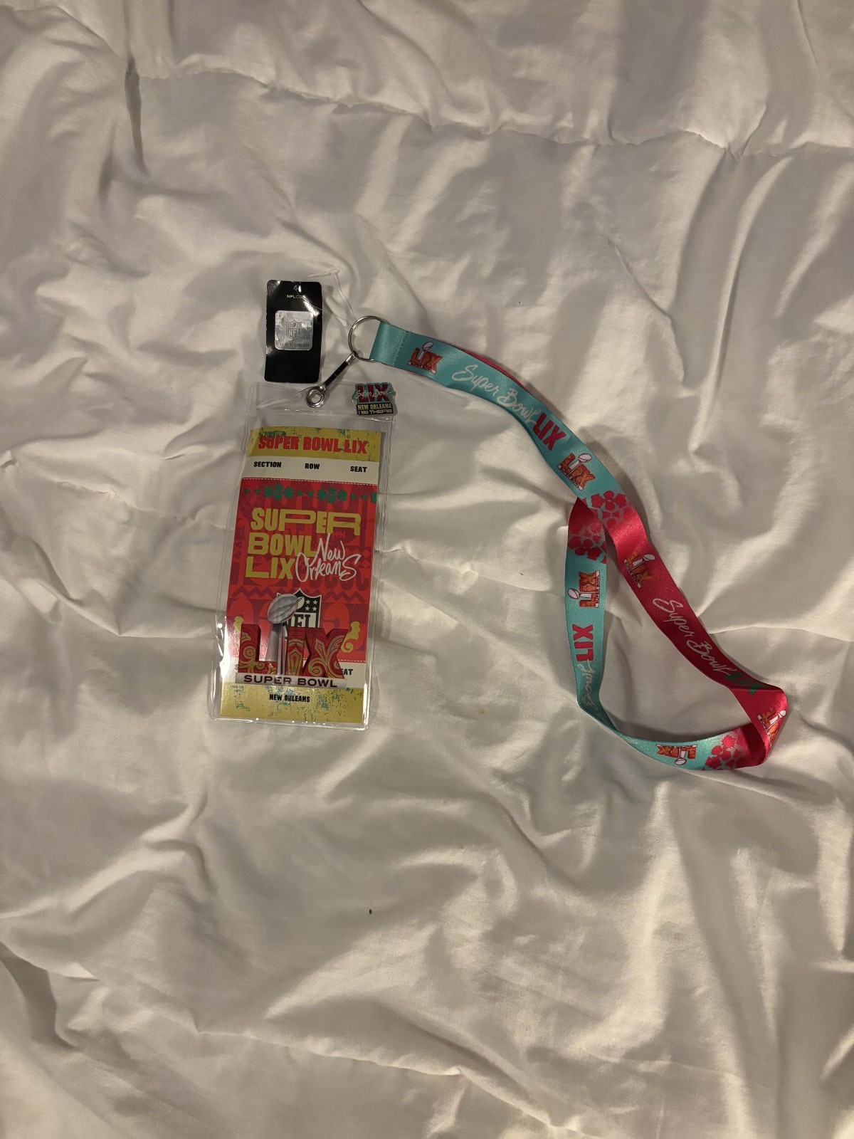 NFL Super Bowl LIX Ticket Holder, Lanyard, & Pin.