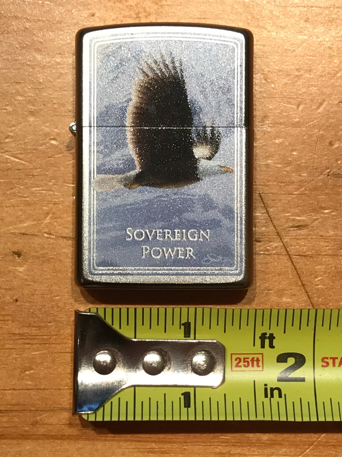 CLASSIC ZIPPO LIGHTER FLYING EAGLE DESIGN SOVEREIGN POWER WITH ORIGINAL CASE