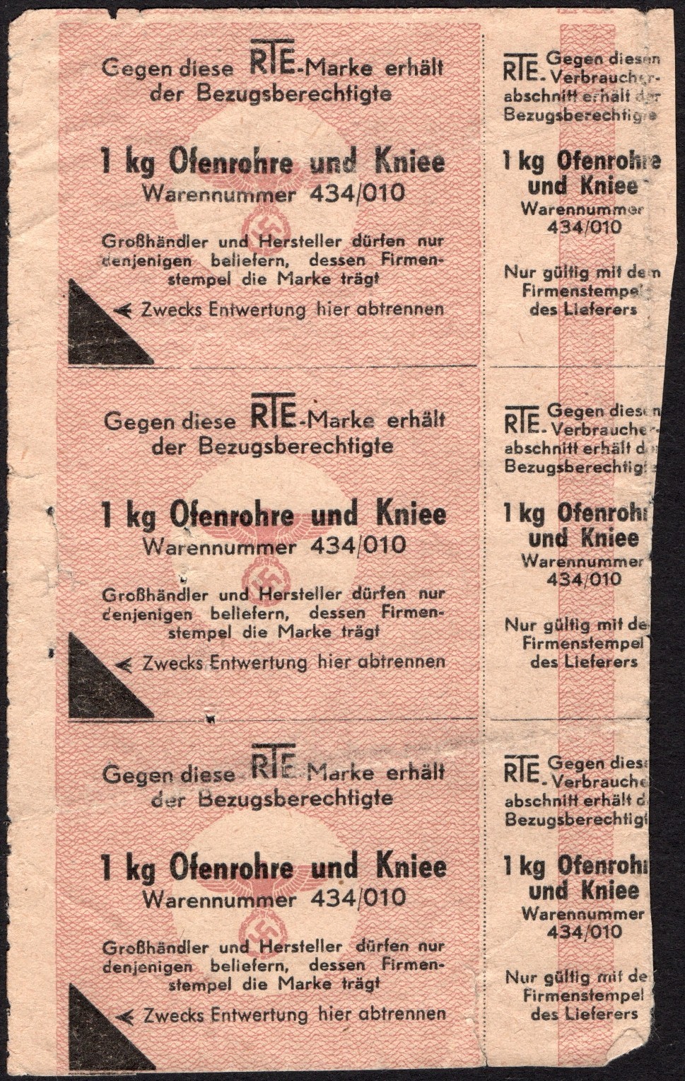 1 kg Ofenrohre und Kniee coupons (Oven racks & elbow) WWII 1939-1945 Germany -K2