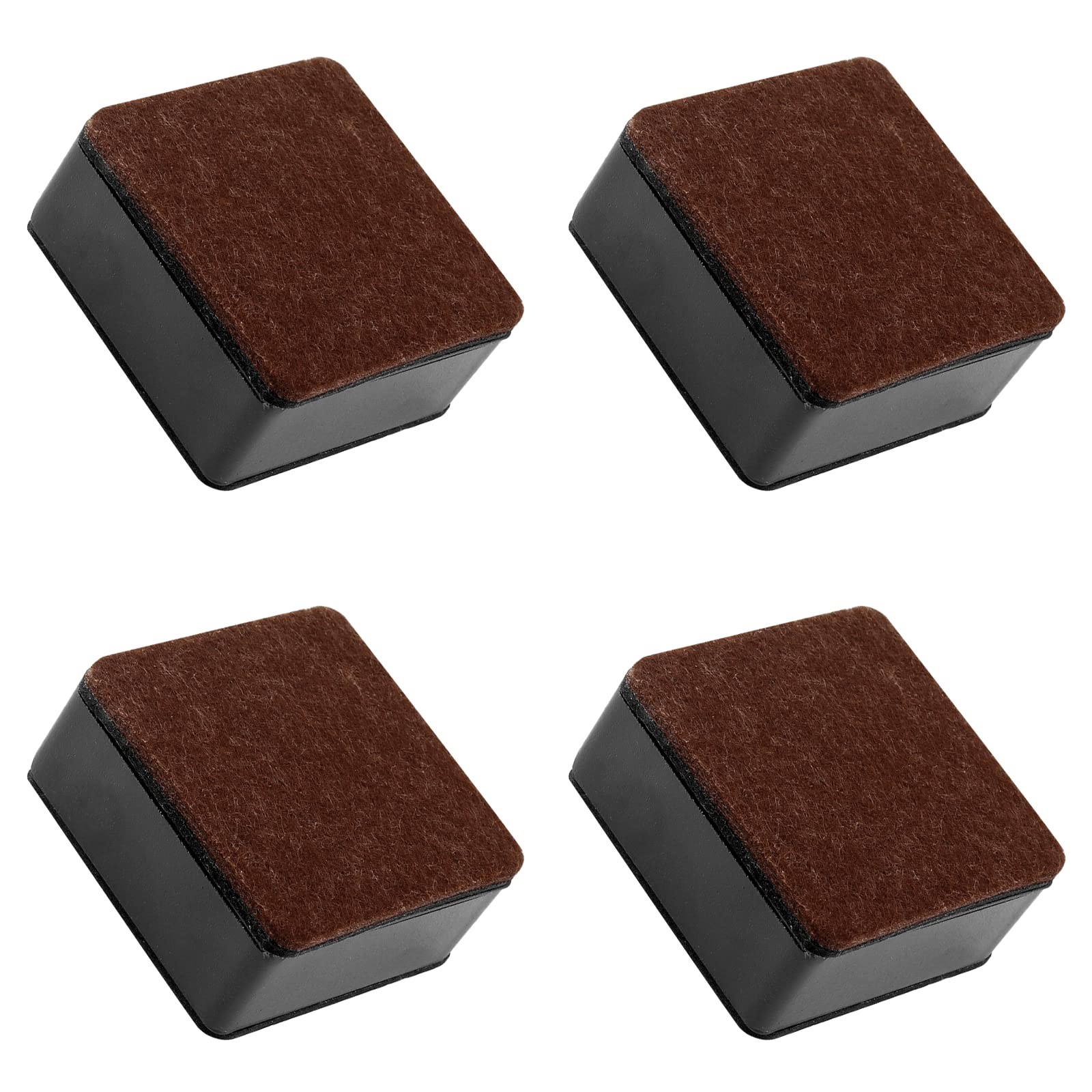 4 PCS 1.2 Inch Height Self-Adhesive Square Bed Risers Carbon Steel Solid Black
