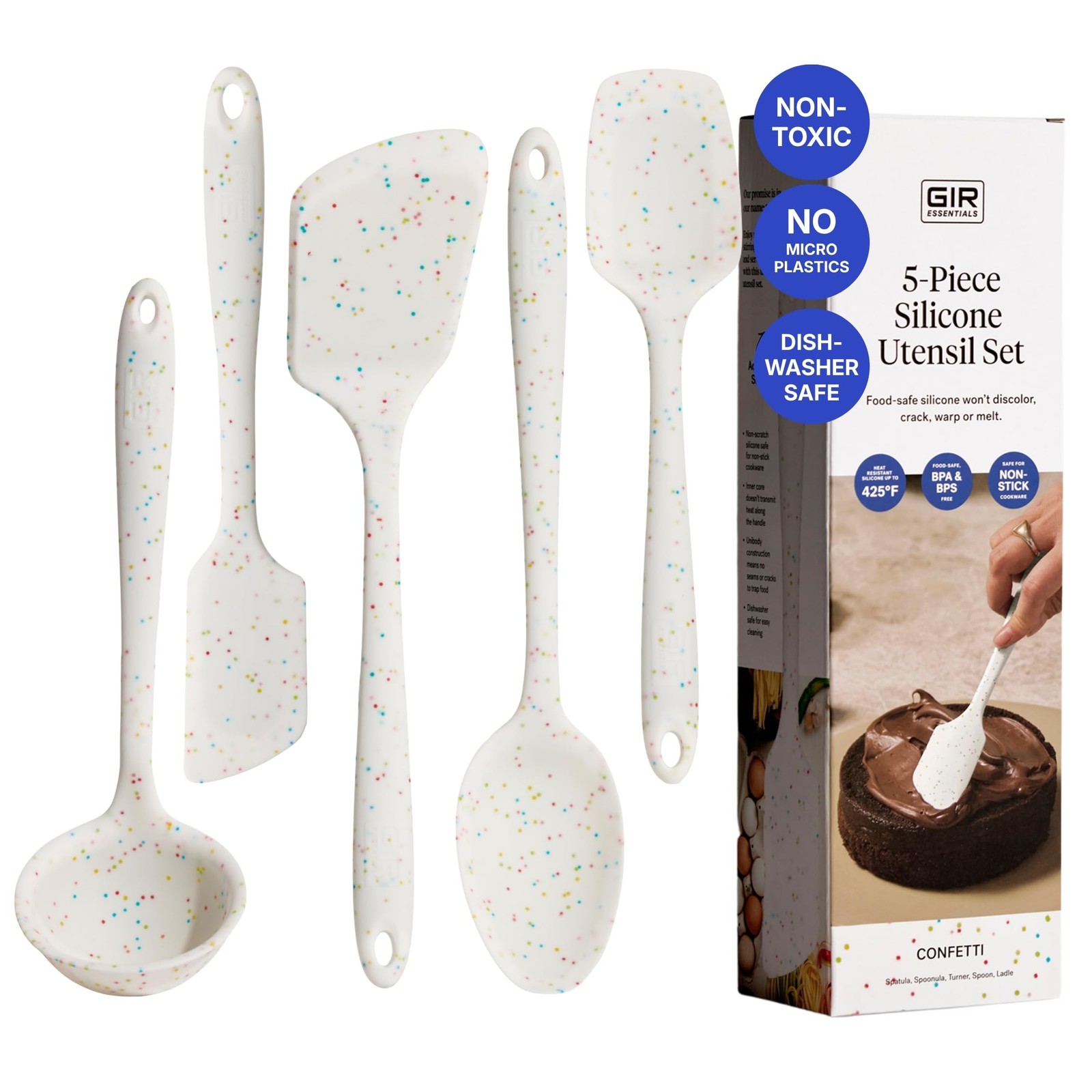 5-Piece Silicone Kitchen Utensils Set, Non-Toxic Cooking Utensils for Cooking...