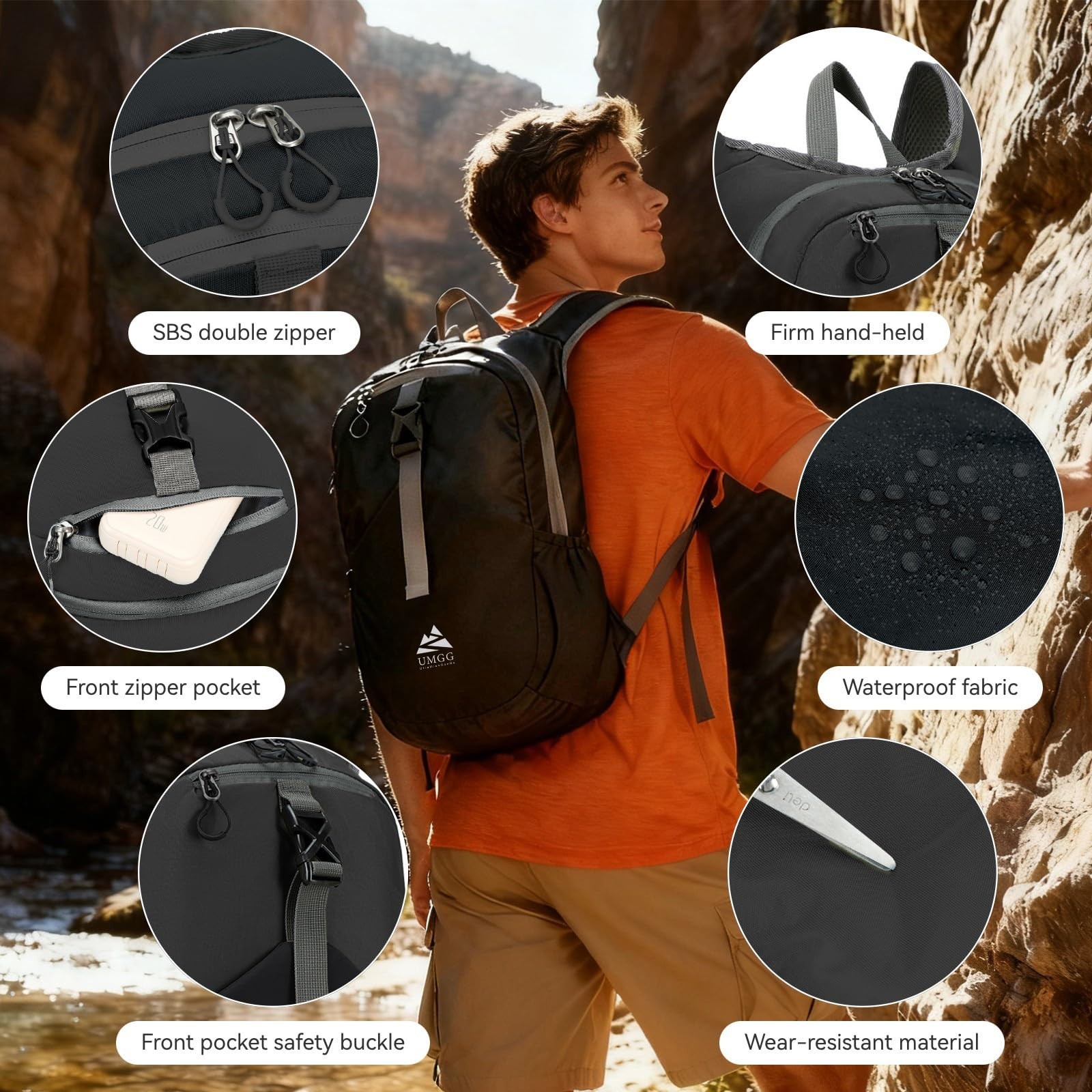 15L Small Hiking Backpack for Men Women Lightweight Packable Backpack Foldabl...