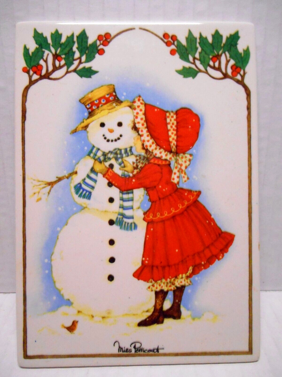 Villeroy & Boch Vilbo SNOWMAN & SUNBONNET SUE Miss Petticoat Porcelain Postcard