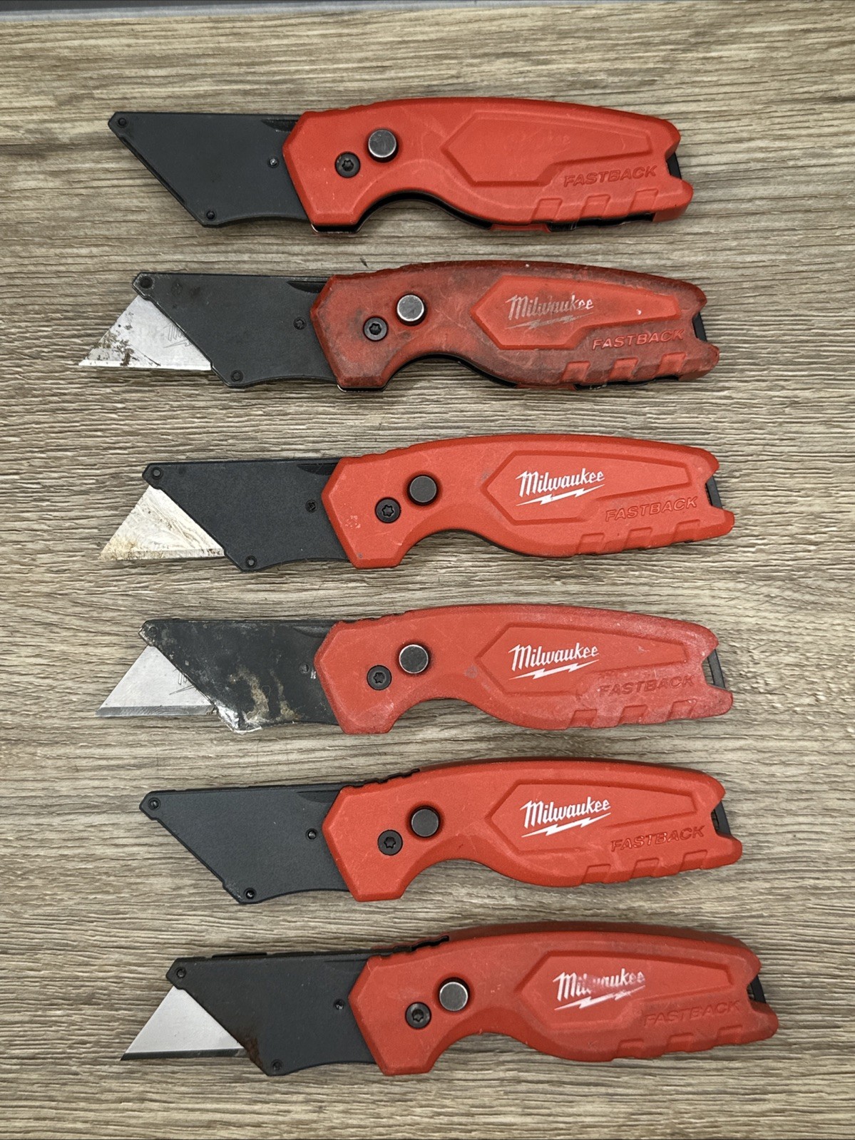 (LOT A) Milwaukee FASTBACK 48-22-1500 Folding Utility Box Cutter Knife Lot of 6