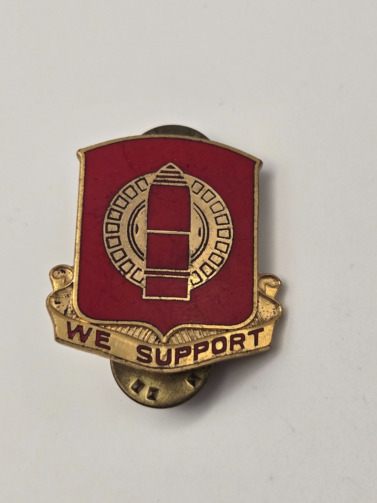 Vintage Army DUI Pin - "We Support" 34th Field Artillery Battalion  gold