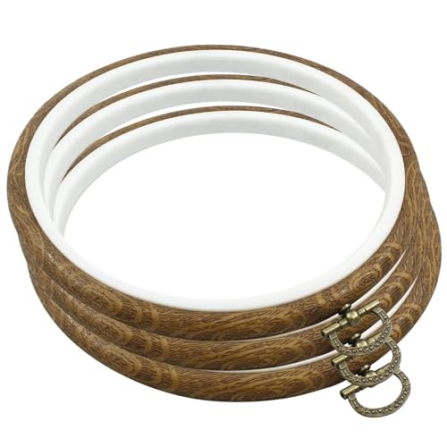 Pcs Round Embroidery Hoops, Imitated Wood Display Frame Circle 3 17cm/6.7"
